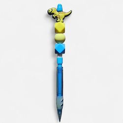 Dinasaur Figurine Blue Beaded Mechanical Pencil Yellow Topper