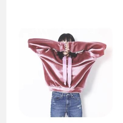 Pink velvet hoodie - M/L