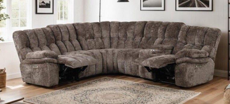Brand New Brown Super Plush Power Reclining Sectional Sofa 