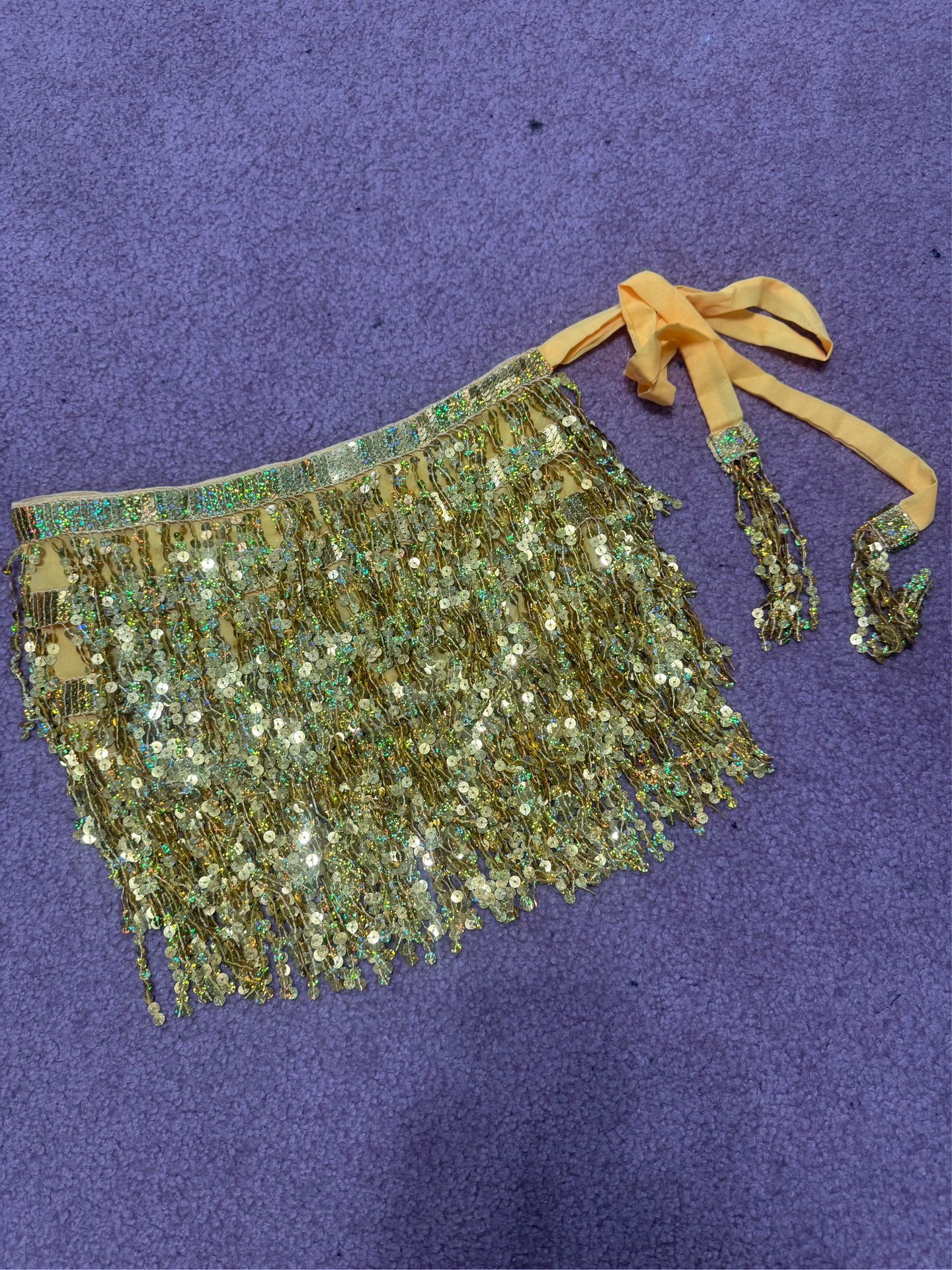 New one size gold sequin fringe wrap festival rave edc mini skirt dancer short