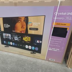 Best Deals.  75" Screen Led Smart 4k Ultra HDTV By Samsung Crystal  2025 Models.  Original Box SEALED 