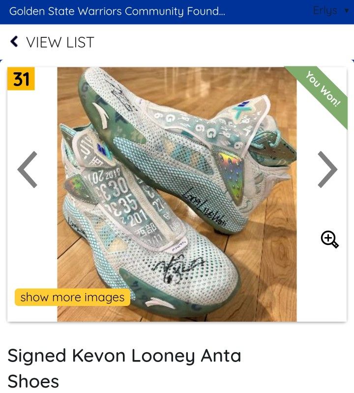 Kevon Looney NBA CHAMP Game Worn Shoes
