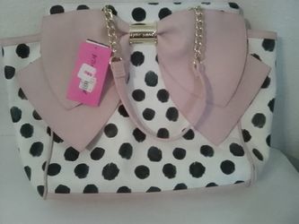 Betsey Johnson NWT Large Polka Dots Handbag W/ Huge Bow