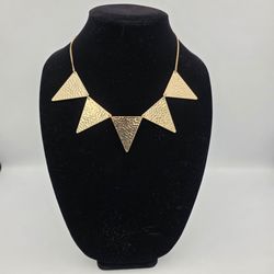 Express Gold Tone Hammered Triangle Necklace Collar Statement Cleopatra 18"