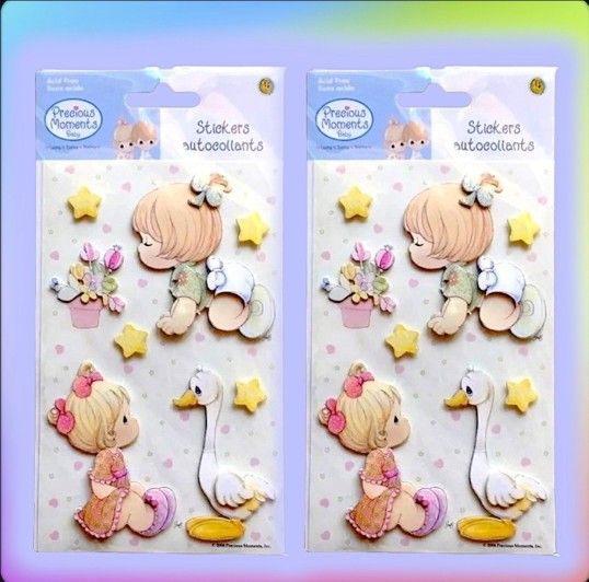 2 Vintage Precious Moments 3D Stickers