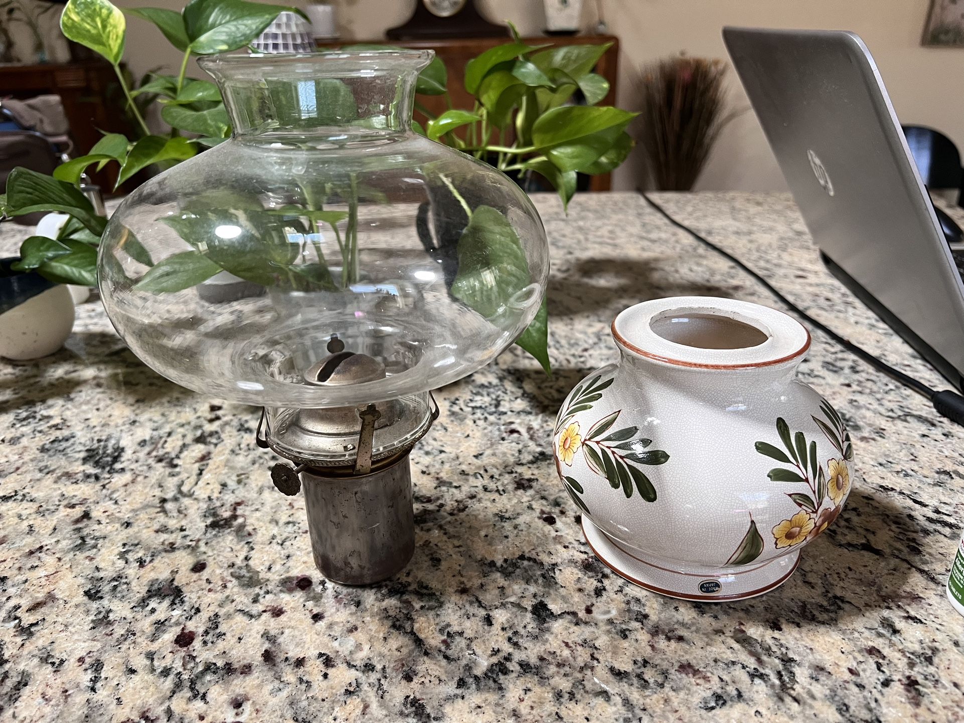 Vintage Candle wood Oil Lamp