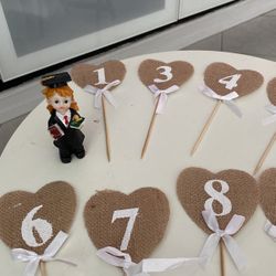 Heart Rustic Numbers No.2  Is Missing Plus 3 Graduation Dolls For Cakes Or Whatever You May Like. Free  Free!!!!!!!!