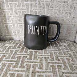 Rae Dunn HAUNTED Halloween Mug Matte Black Ceramic NWOT