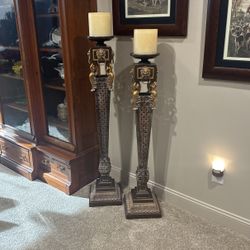 Set Of 3 X-Lg, Floor Metal Candle Holders