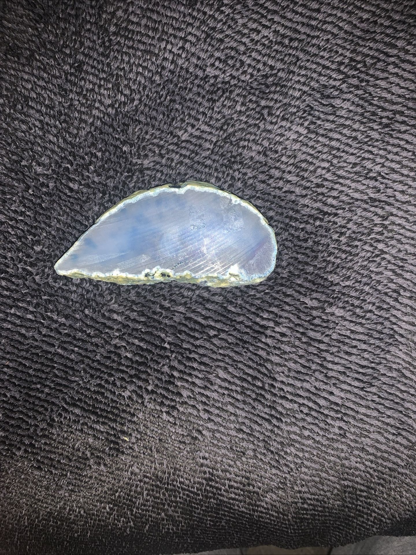 Blue Agate Slice Polished Crystal Gemstone Display Piece