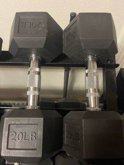 20 LB Rubber Hex Dumbbells Pair