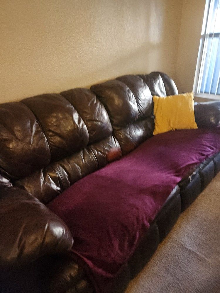 Sofa Dark Brown Color Leather