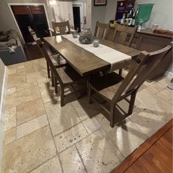 Wood Dining Table and Chairs Set for 6