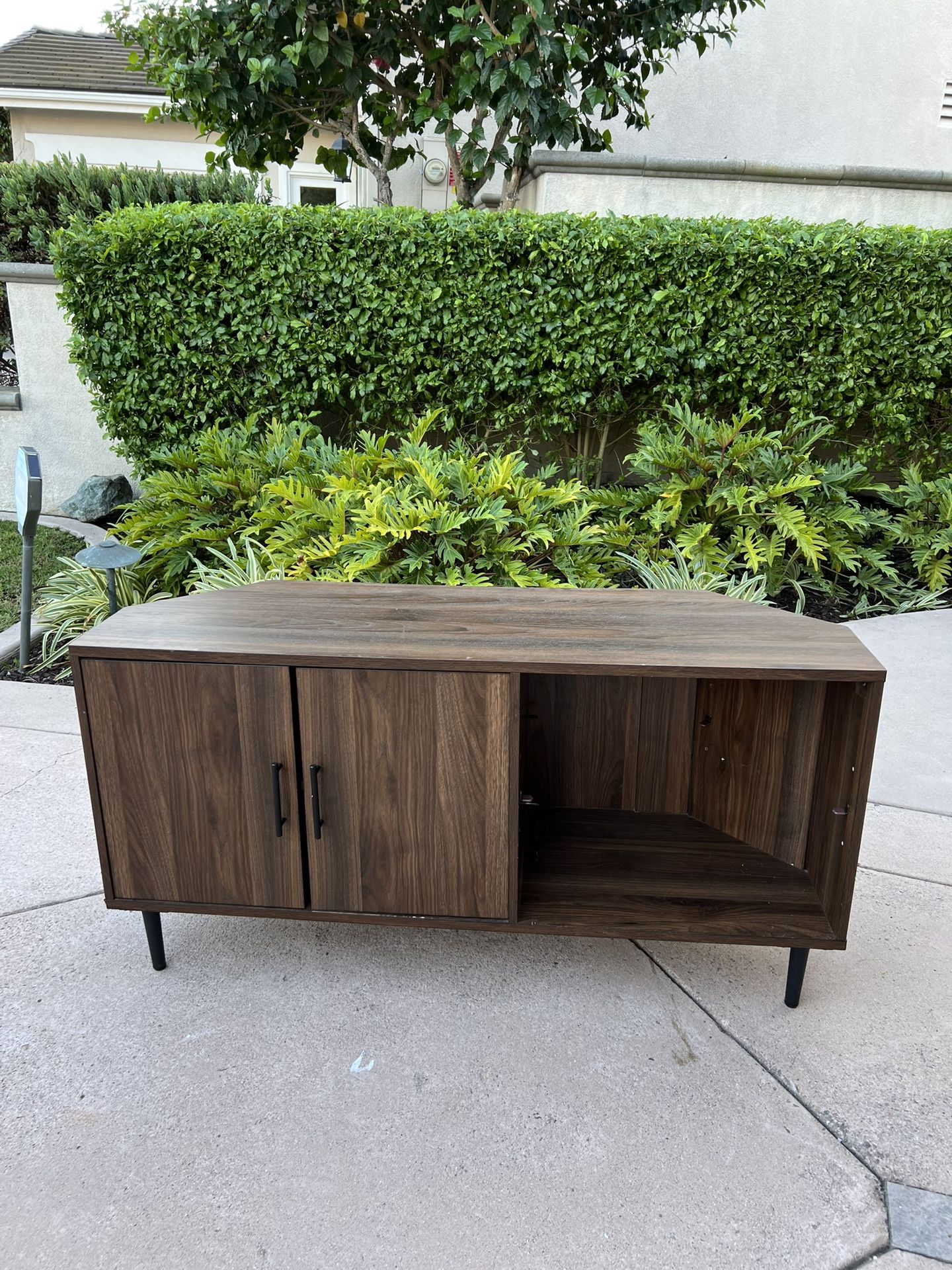 Walnut Veneer TV Corner Console