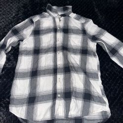 So Women’s Plaid Button-Up Shirt – Black & White – Size S