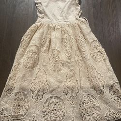 Girls Biege Crema Boutique Dress Size 7 By Bow Dream #16