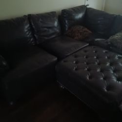 Black Leather Sofa With Minor Problems 