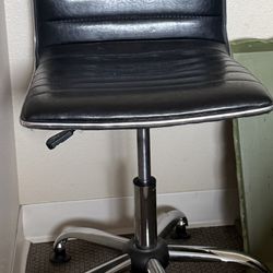 Black Leather and Chrome desk chair 