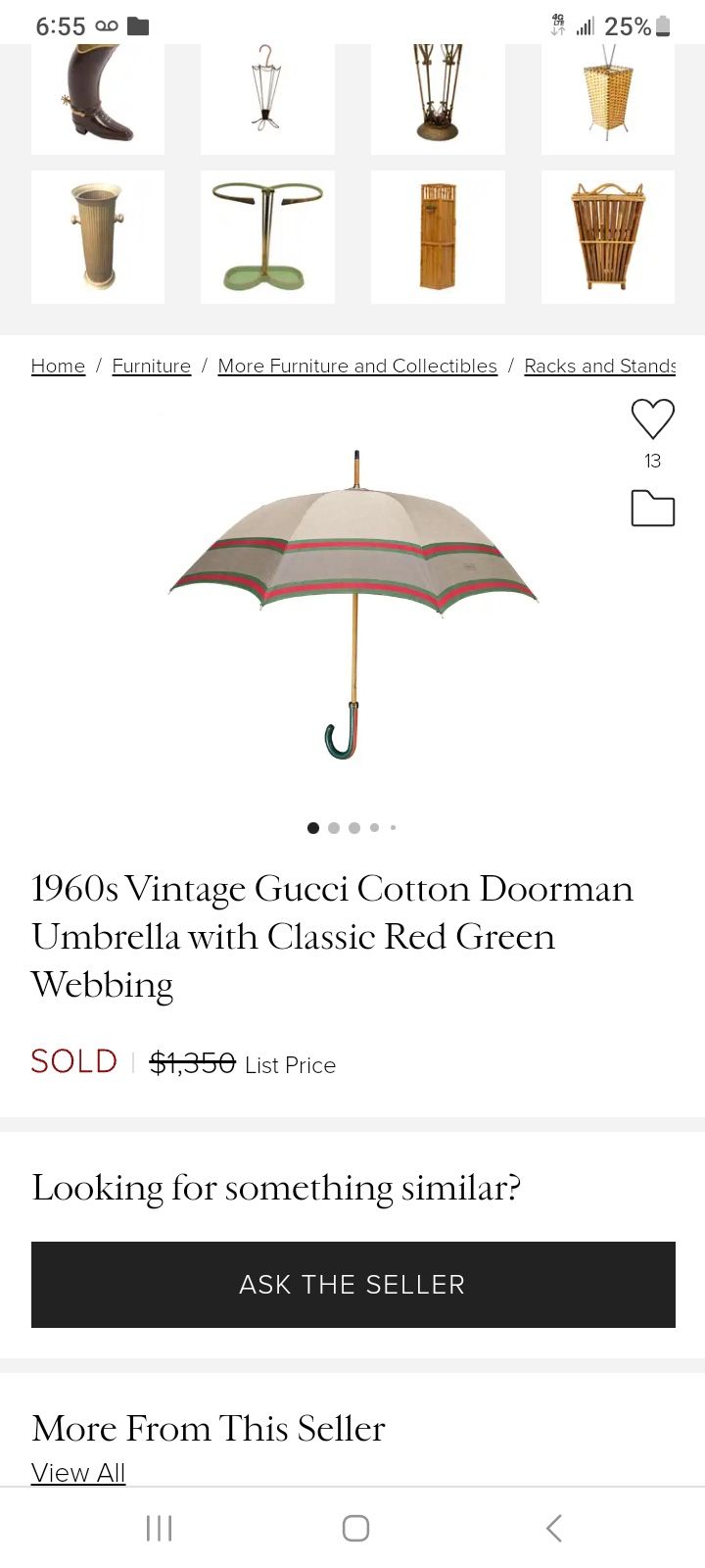 Vintage 1960 Gucci Umbrella