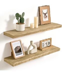 30Inch Rustic Floating Shelves 2Pack, Solid Wood| Natural