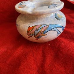 3.5 Inch Handmade In Greece Ceramic Greek White Pottery Ashtray Imported From Greece