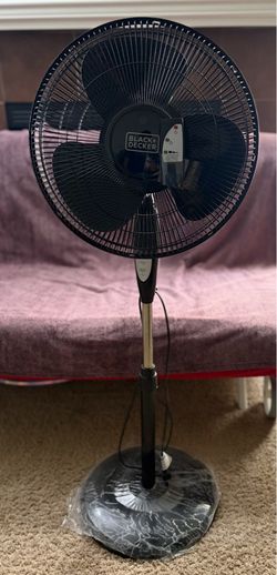 BLACK+DECKER Stand Fan with Remote, Oscillation, 16 inch, Black