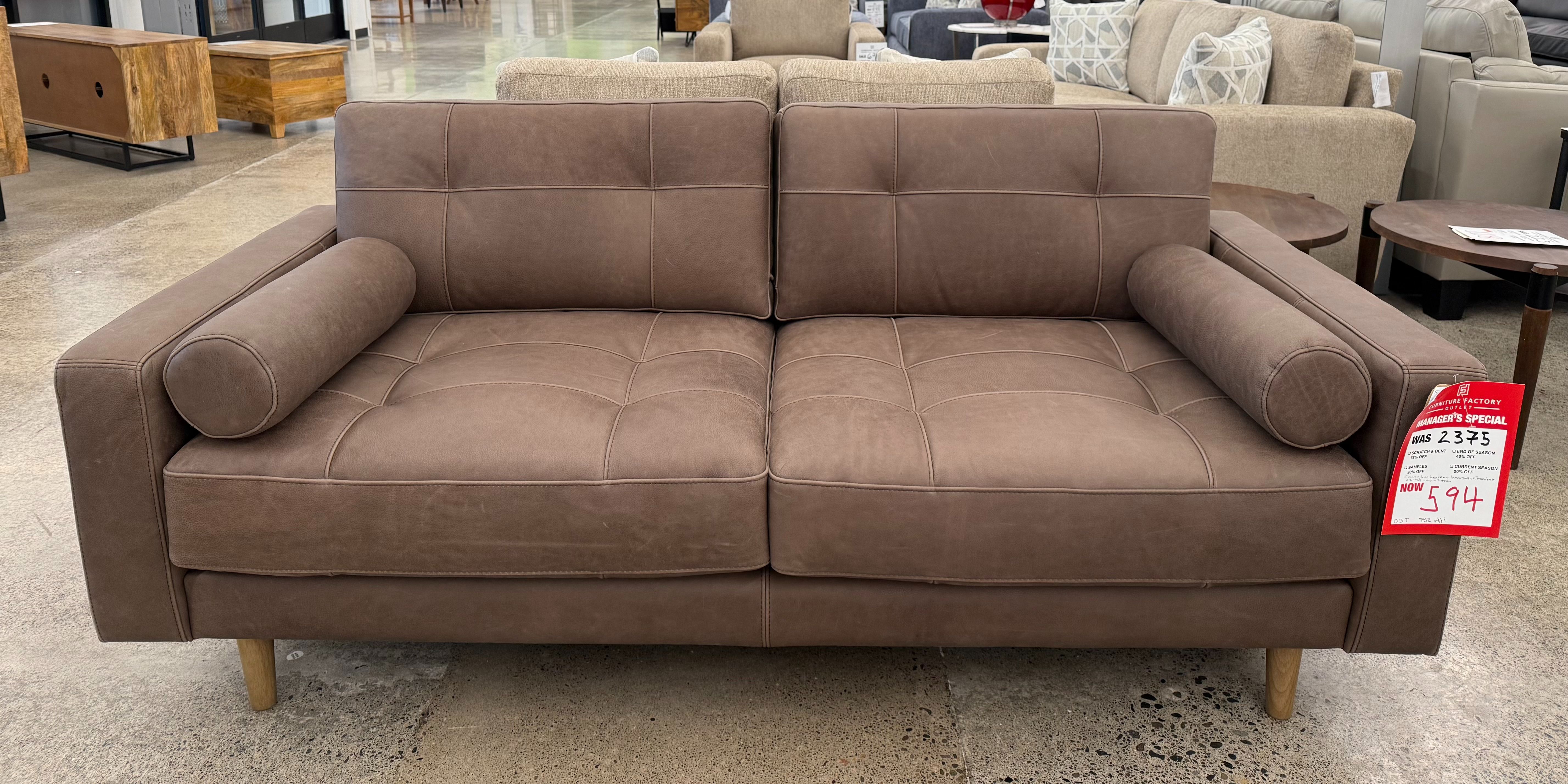Cooper Chocolate Leather Loveseat