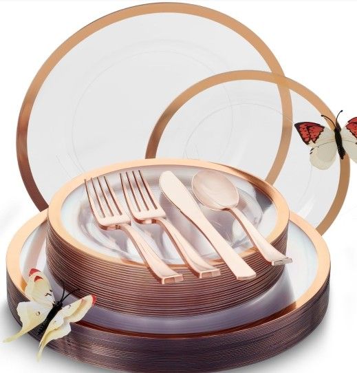 Heavyweight Clear Rosegold Plates