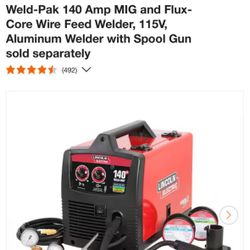 Weld-Pak 140 Amp MIG and Flux-Core Wire Feed Welder, 115V, Aluminum Welder with Spool Gun sold separately 2.3k