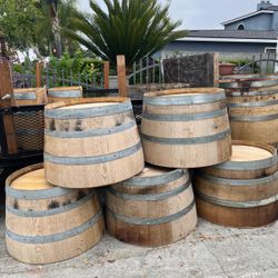Wine Barrel Planters $40 Each