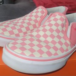 Vans Pink & White Checker Shoes