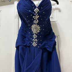 Unique Royal Blue Strapless Dress!!!