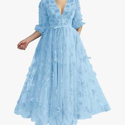 New Baby Blue Butterfly Dress 