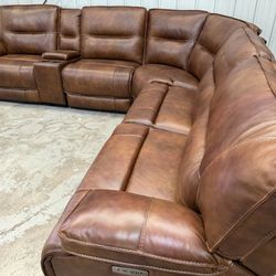 Genuine Leather Power Sectional 6PC Luxury Setup