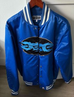 BAPE Ape Relaxed Fit Nylon Varsity Jacket Blue