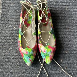 Ballet slipper sandal With Laces