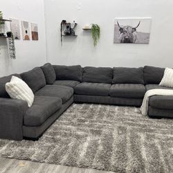Living Spaces Huge Grey Sectional Couch - Free Delivery 