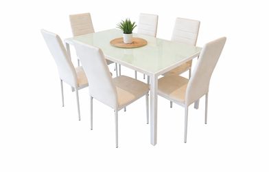 Modern Glass Dining Table Set – Seats 6