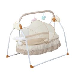 Electric Baby Crib Cradle, 0-18 Months Infant Bed Auto Swing #3732