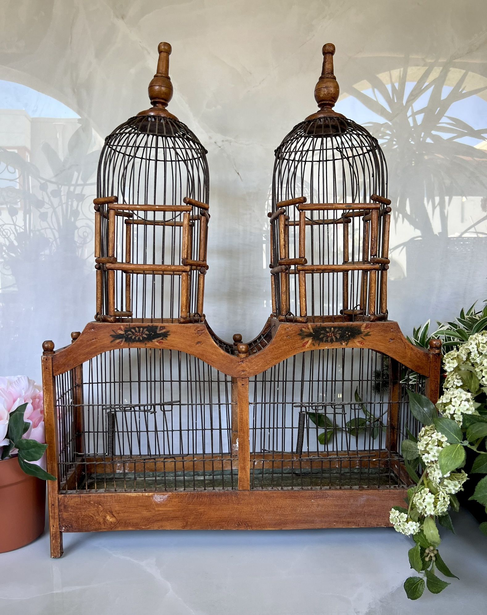 Unique Large Vintage Double Birdcage Large Twin Dome Design - Elegant Bird Cage Decorative Home Decor Accent