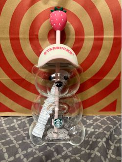 Starbucks strawberry bear glass