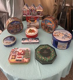 Assortment of Decorative Holiday Tins