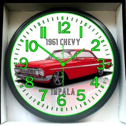 1961 Chevy Impala Glow In The Dark Wall Clock New!