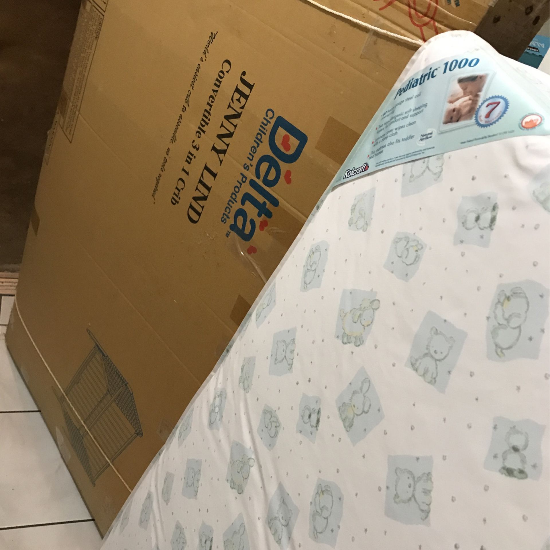 Delta/Jenny Lind Convertible 3 In 1 Crib, Along With Kolcraft Mattress.