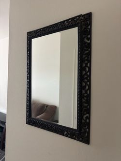 Carved Black Decorative Wall Mirror