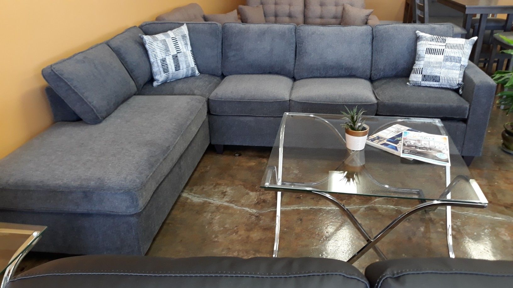 Sectional gray chenille