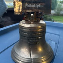 Empty Vintage Philadelphia Whiskey Bicentennial Decanter Liberty Bell 22k Gold Finish.