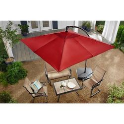 Hampton Bay
8 ft. Square Aluminum Cantilever Patio Umbrella in Red (Base Incl.)