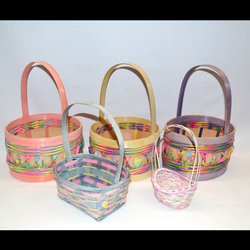 5 Wicker Easter Baskets, Easter Grass, Coloring Kits & Eggs - $12.00