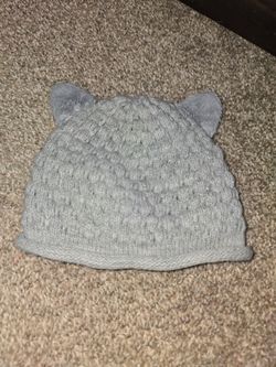 Gray Knit Baby Beanie with Ears